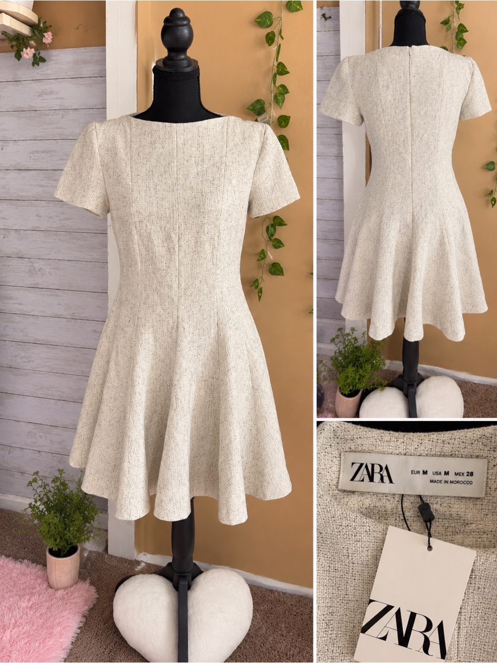 ZARA Textured Fit & Flare Midi Dress – Size M